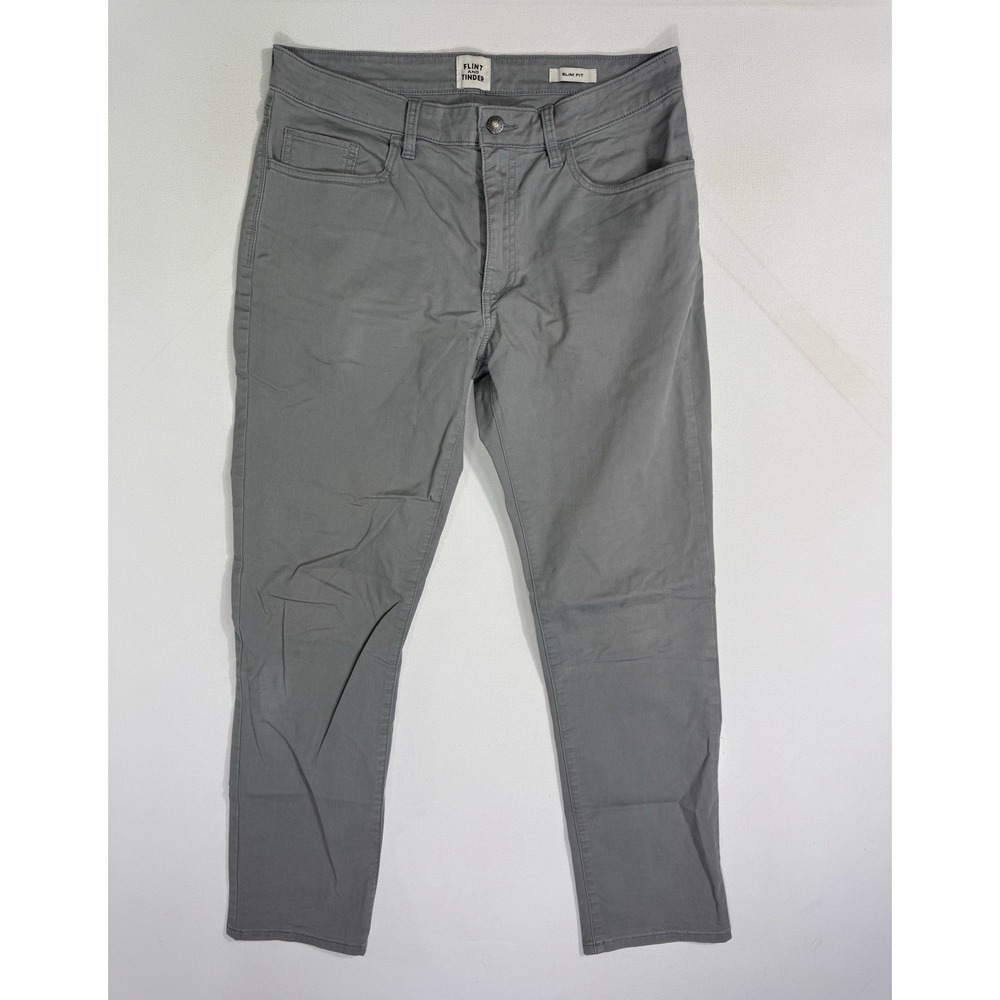 Flint and Tinder 365 Pants Grey Slim Fit Chino Straight Leg Work 32x30 33x29